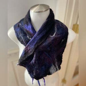 Homemade wet felted merino wool scarf